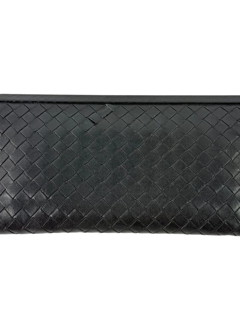 BOTTEGA VENETA Intrecciato Woven Black Leather Long Wallet Made in Italy